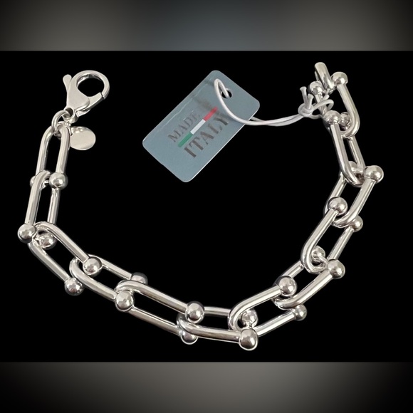 MIA Fiore Sterling Silver Plated Bronze U Link Italy Bracelet New - Picture 5 of 16